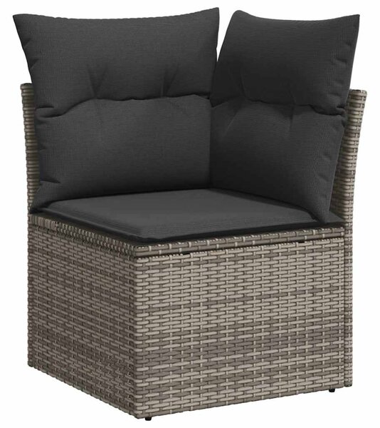 10 részes szürke polyrattan kerti ülőgarnitúra párnákkal