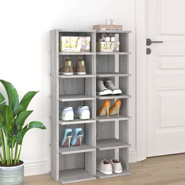 Fa Cipőtartó Szekrény - 2 db - Szürke Sonoma - 102cm