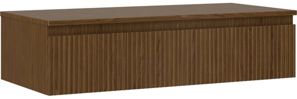 Mexen Rivel, fürdőszobaszekrény 100 cm felsőrésszel, 1 fiókkal, hornyolt, diófa, 91A20-10023-1-BFC86