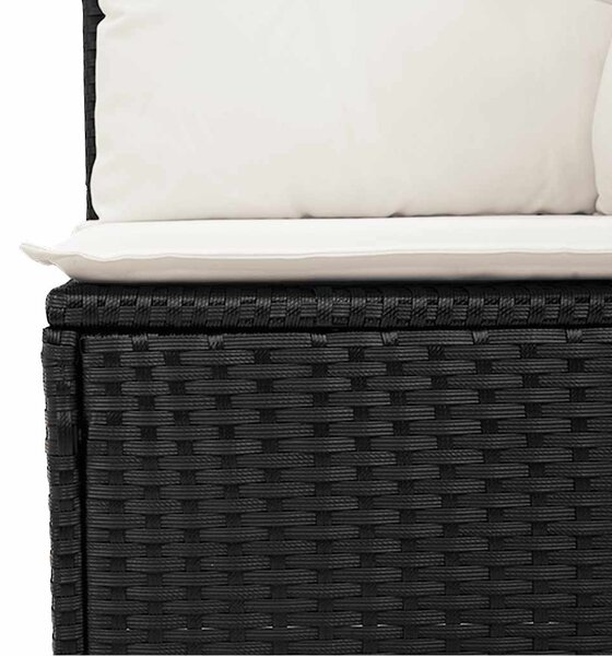 11 részes fekete polyrattan kerti ülőgarnitúra párnákkal
