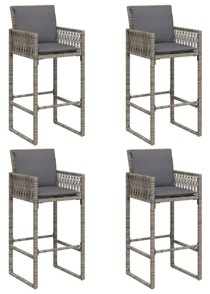 5 részes kerti bárkészlet párnákkal szürke polirattan akác