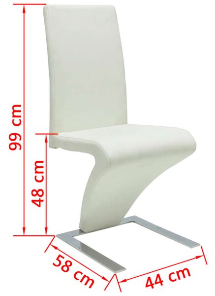 Modern Fehér PU Bőr Étkezőszék - 2 db