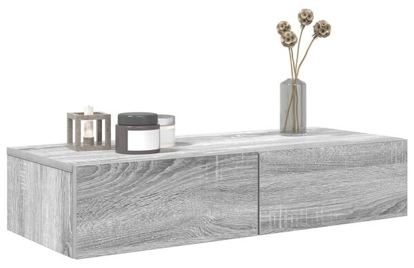 Falipolc fiókokkal szürke sonoma 80x33x17 cm műszaki fa