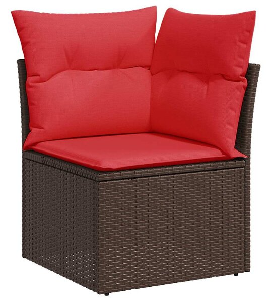 7 részes barna polyrattan kerti ülőgarnitúra párnákkal