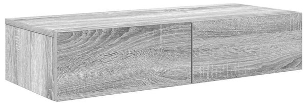 Falipolc fiókokkal szürke sonoma 80x33x17 cm műszaki fa