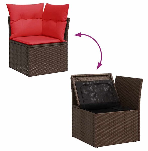 VidaXL 8 részes barna polyrattan akácfa kerti ülőgarnitúra párnákkal