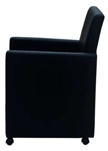 Modern Műbőr Étkezőszék - 2 db - Fekete - Görgős