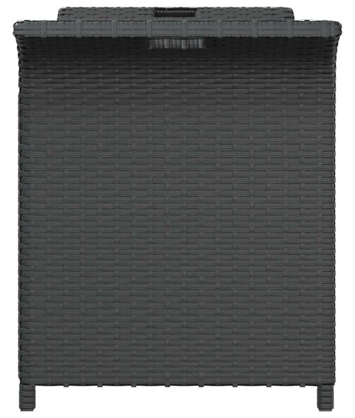 Fekete polyrattan kerti pad párnával 116 x 46 x 57 cm