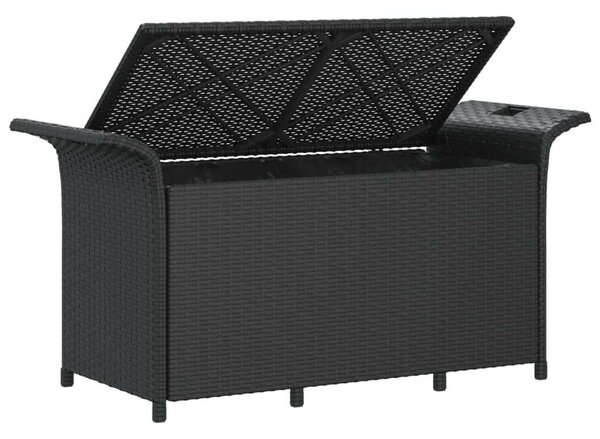 Fekete polyrattan kerti pad párnával 116 x 46 x 57 cm