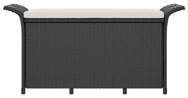 Fekete polyrattan kerti pad párnával 116 x 46 x 57 cm