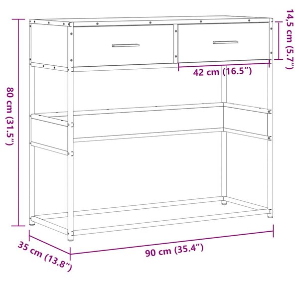 Fekete szerelt fa tálalóasztal 90x35x80 cm