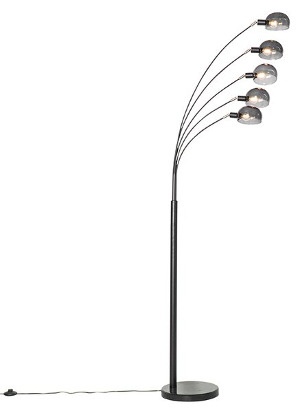 Design állólámpa fekete füstüveggel 5 lámpás - Hatvanas évek Marmo