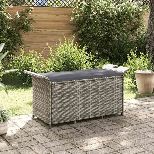VidaXL barna polyrattan kerti pad párnával 116 x 46 x 57 cm