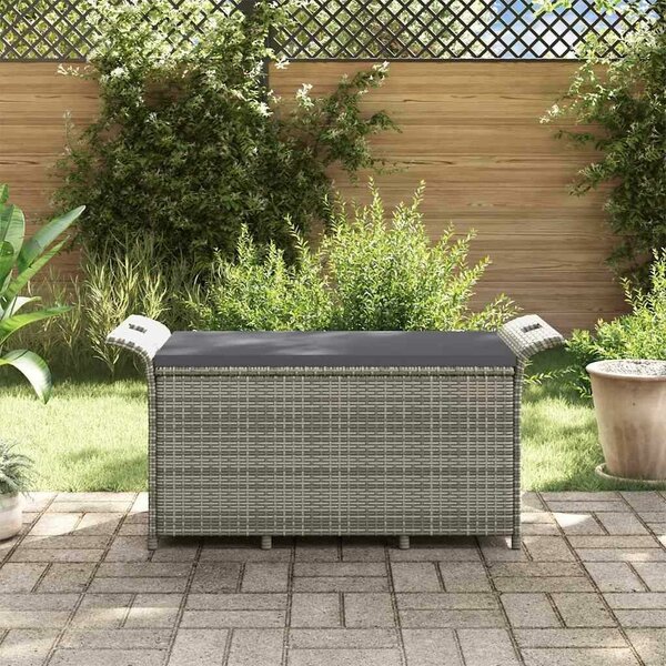 VidaXL barna polyrattan kerti pad párnával 116 x 46 x 57 cm