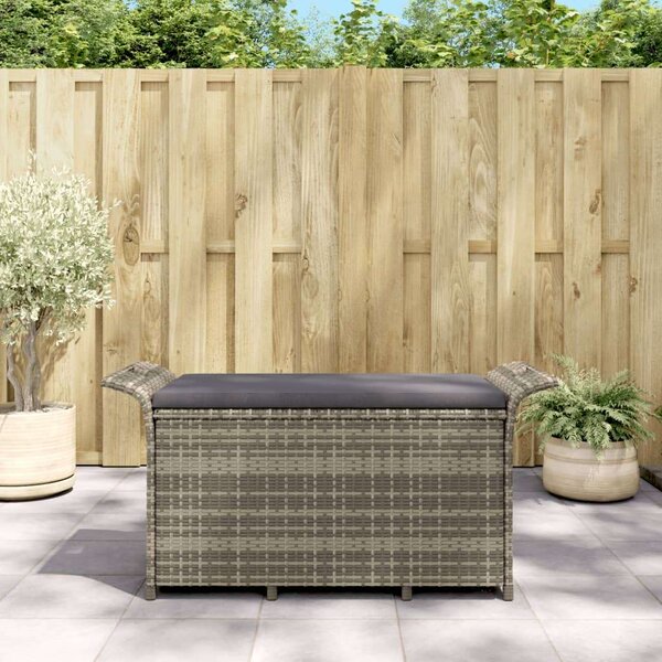 VidaXL barna polyrattan kerti pad párnával 116 x 46 x 57 cm