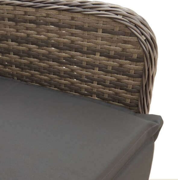 Szürke polyrattan dönthető kerti szék párnákkal