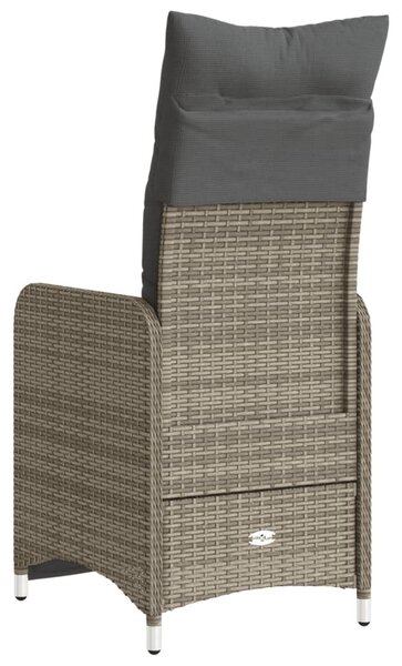 Szürke polyrattan dönthető kerti szék párnákkal
