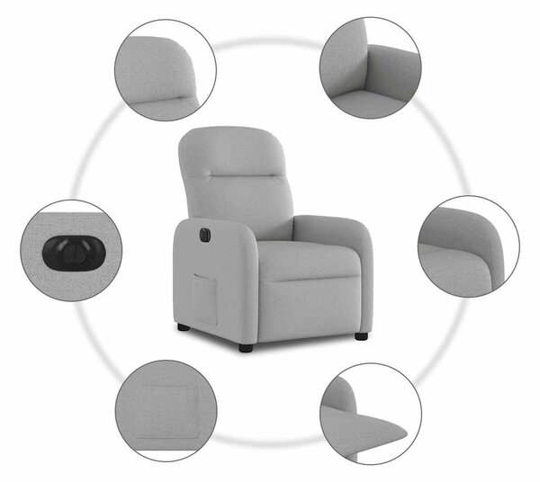 Felhőszürke szövet elektromos dönthető fotel