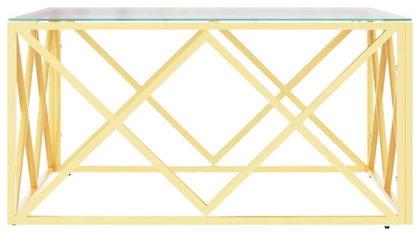 VidaXL Arany Dohányzóasztal - Üveg Lap - 80x80 cm