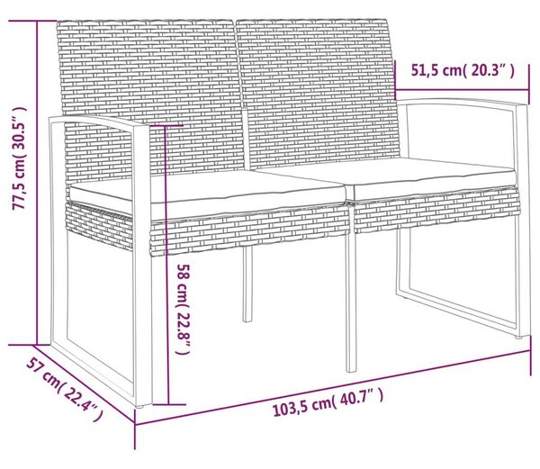 VidaXL Kert Pad - 2 Személyes - Sötétszürke