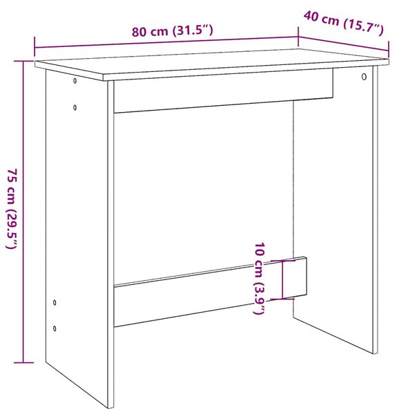 Fekete forgácslap íróasztal 80 x 40 x 75 cm