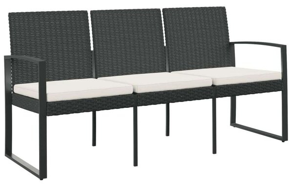 Kerti Pad - 3 Személyes - PP Rattan - Fekete