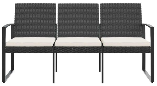 Kerti Pad - 3 Személyes - PP Rattan - Fekete