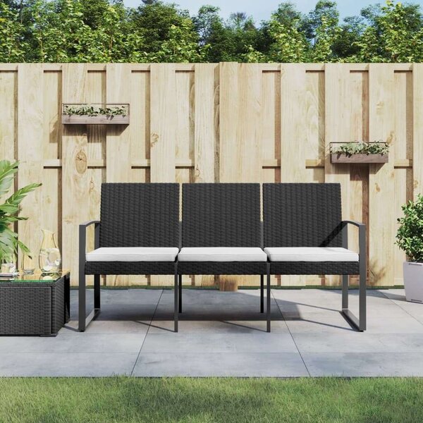 Kerti Pad - 3 Személyes - PP Rattan - Fekete