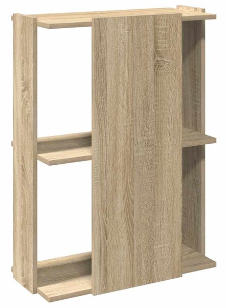 3 szintes sonoma tölgy színű szerelt fa könyvespolc 60x30x80 cm