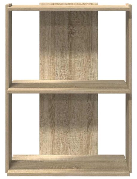 3 szintes sonoma tölgy színű szerelt fa könyvespolc 60x30x80 cm
