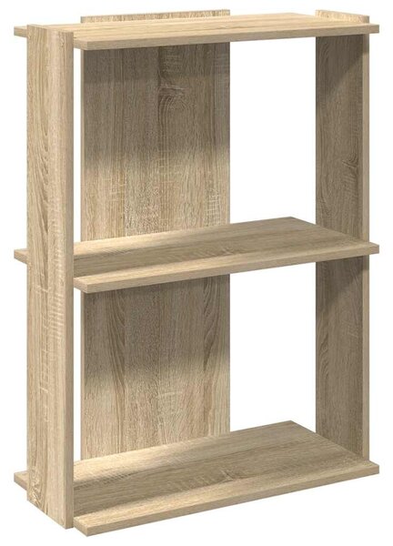 3 szintes sonoma tölgy színű szerelt fa könyvespolc 60x30x80 cm