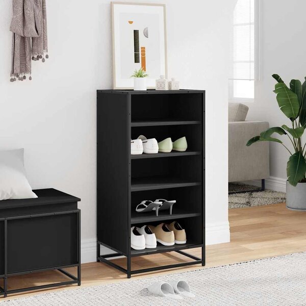 Fekete szerelt fa cipőtároló szekrény 48x38x97,5 cm