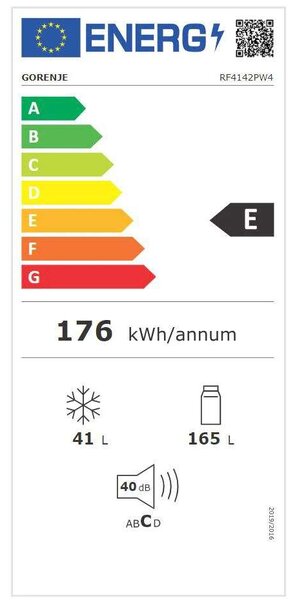 Gorenje RF4142PW4 Felülfagyasztós hűtőszekrény, 206L, M: 143.6, CrispZone, LowFrost, E energiaosztály