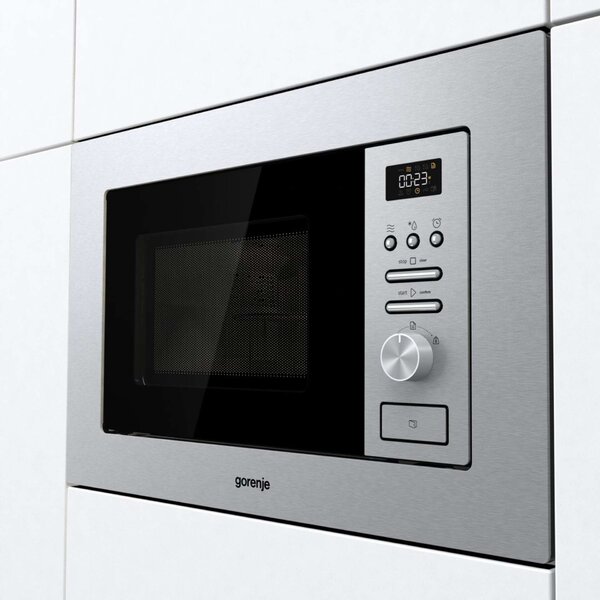 Gorenje BM201AG1X Beépíthető mikrohullámú sütő, 20L, 1000W, 5 fokozat, Grill, Inox