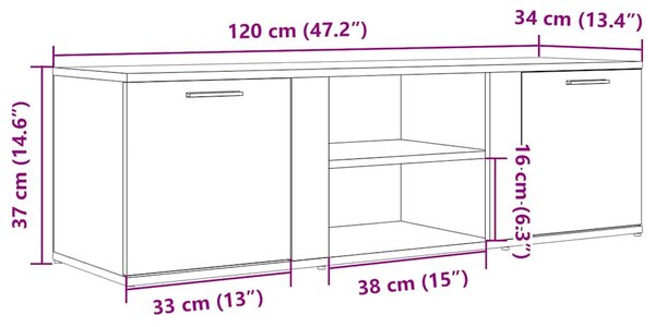 TV szekrény Artisan tölgy 120x34x37 cm Műanyag fa