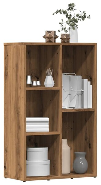 Kézműves tölgy színű szerelt fa könyvszekrény 50x25x80 cm