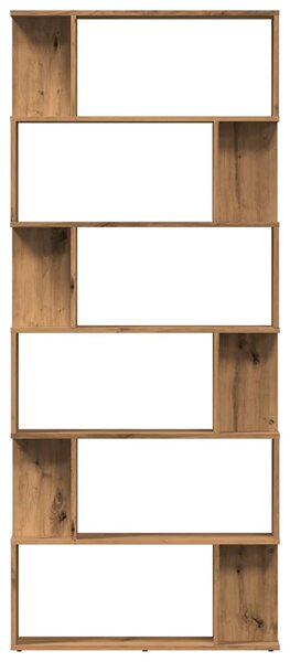 Kézműves tölgy színű szerelt fa könyvszekrény 80x24x192 cm