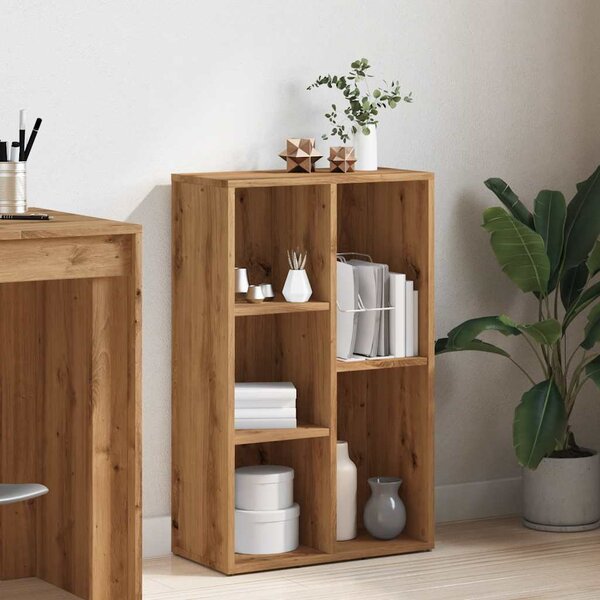 Kézműves tölgy színű szerelt fa könyvszekrény 50x25x80 cm