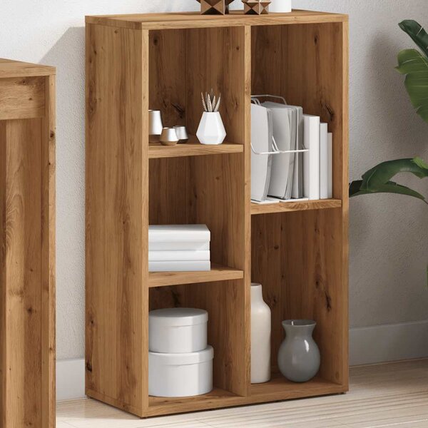 Kézműves tölgy színű szerelt fa könyvszekrény 50x25x80 cm