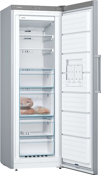 Bosch GSN33VLEP Fagyasztószekrény, 225L, M:176cm, elektronikus hőmérsékletszabályozás, E energiaosztály, Inox