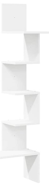 Fehér forgácslap fali sarokpolc 32x32x127,5 cm