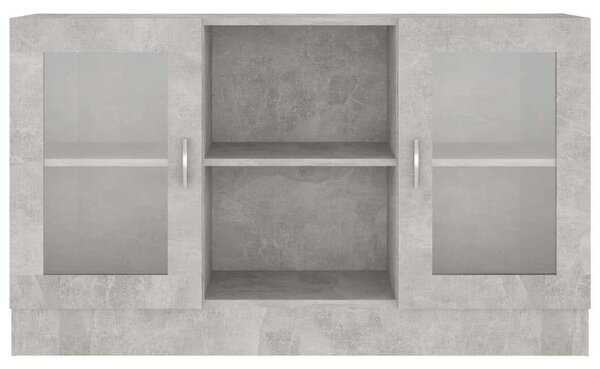 Betonszürke forgácslap vitrinszekrény 120 x 30,5 x 70 cm