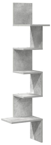 Betonszürke forgácslap fali sarokpolc 32x32x127,5 cm