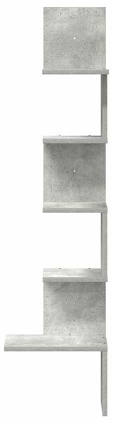 Betonszürke forgácslap fali sarokpolc 32x32x127,5 cm