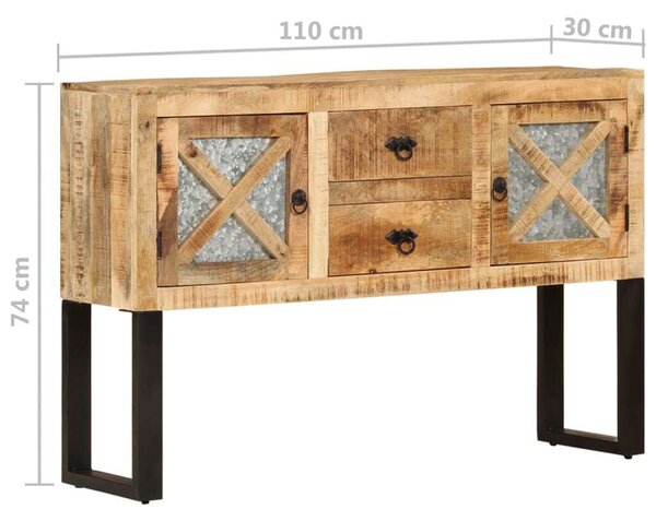 VidaXL Mangófa Tálalószekrény - Vidéki Stílus - 110x30x74 cm