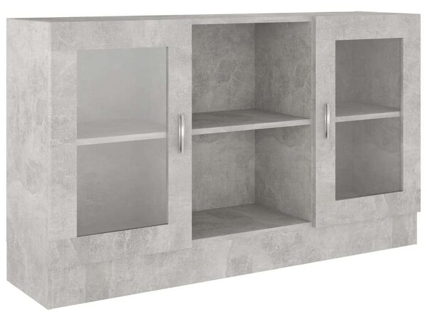 Betonszürke forgácslap vitrinszekrény 120 x 30,5 x 70 cm