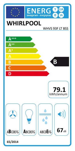 Whirlpool WHVS 93F LT BSS/1 Fali Páraelszívó, 730 m3/óra, 5 sebességfokozat, B energiaosztály (859991567640)