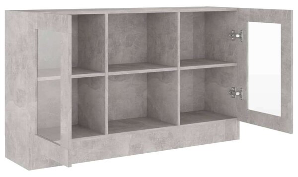 Betonszürke forgácslap vitrinszekrény 120 x 30,5 x 70 cm