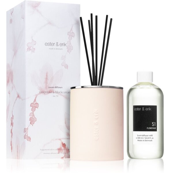 Ester & erik room diffuser magnolia & blackcurrant (no. 51) aroma diffúzor töltelékkel 300 ml