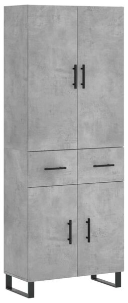 Betonszürke szerelt fa magasszekrény 69,5 x 34 x 180 cm